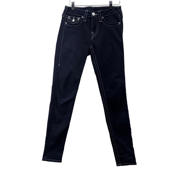 Vtg True‎ Religion Serena Skinny Jeans Womens Size 27 Made in USA Dark Wash Y2K - Picture 1 of 12
